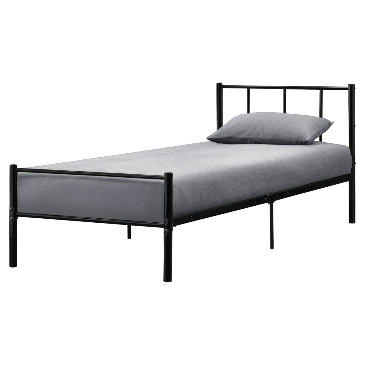 Cama individual laos com estrado de molas- metal- 90 x 200cm- preto [en.casa]