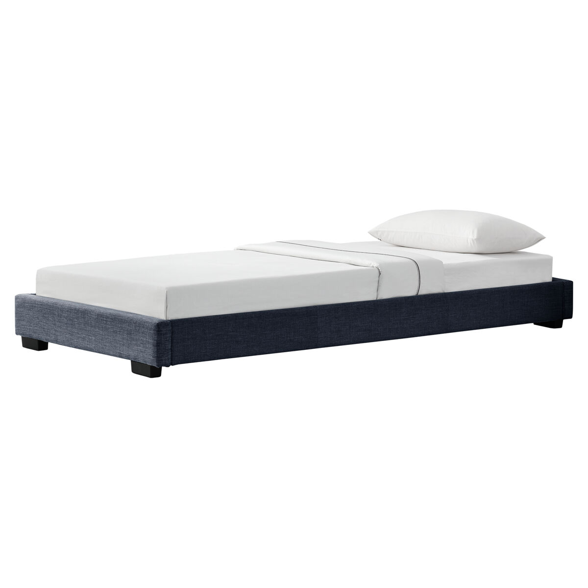 Corium cama individual masari com estrado estofado em tela / mdf 90 x 200 cm- cinzento escuro