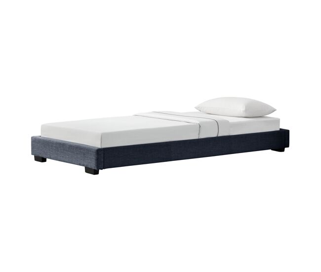 Corium cama individual masari com estrado estofado em tela / mdf 90 x 200 cm- cinzento escuro