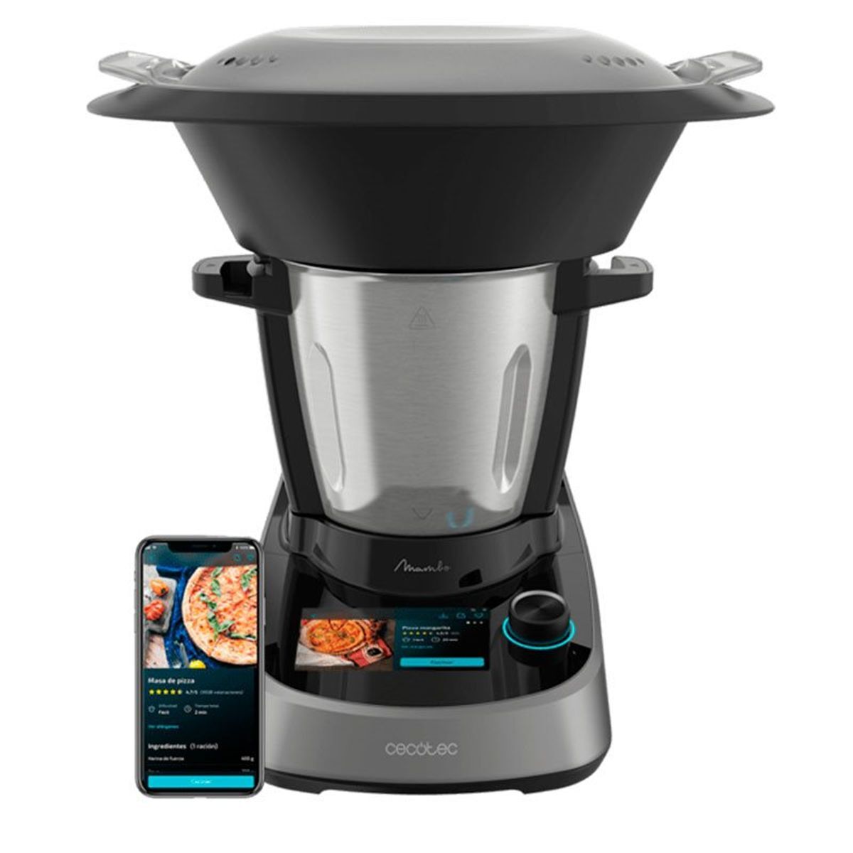 Cecotec Robot de cozinha com 37 funções, TFT, APP, balança e jarro de aço inoxidável apta para máquina da louça.