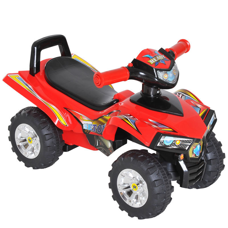 Homcom quad passeio de criança carro de bebê sem pedais brinquedo com chifre 60x38x42cm