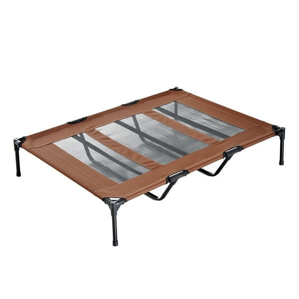Pawhut Cama Para Animais De Estimação Cama Elevada Para Cães Gatos Com Tecido Transpirável Para Dormir Relaxar Exterior Jardim Terraço 122X92x23cm Marrom Castanho