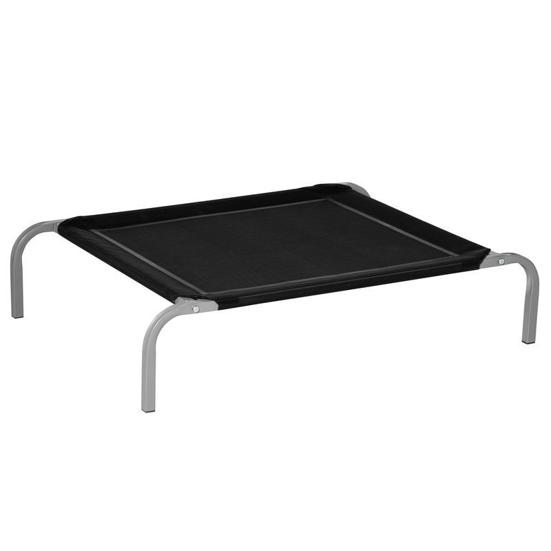 Pawhut cama elevada para animais de estimação cama para cães e gatos desmontável tecido textilene exterior jardim terraço 90x65x20cm preto