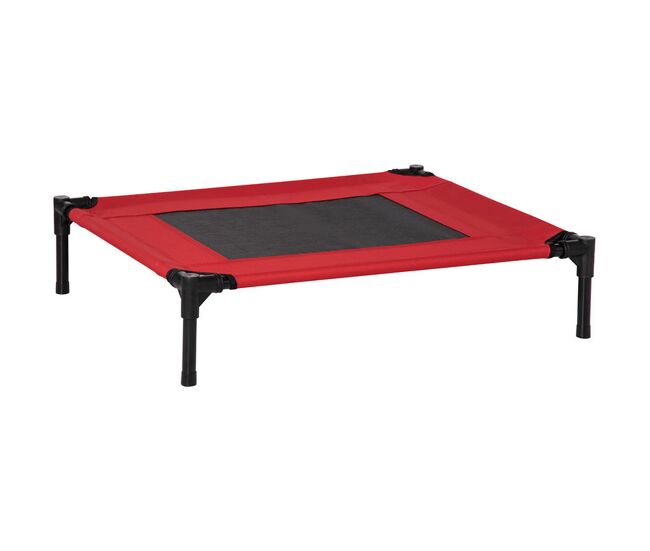 Pawhut cama para animais de estimação cama elevada para cães gatos portátil tecido transpirável para exterior interior 76x61x18cm vermelho