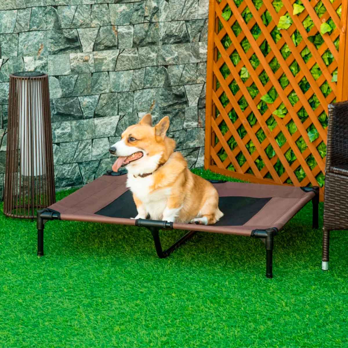 Pawhut Cama Elevada Para Cães Cama De Animais De Estimação Com Malha Transpirável E Tecido Oxford Para Exterior Interior Ar Livre Jardim Terraço 91,5X76,2X18cm Marrom Castanho
