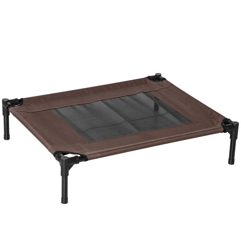 Pawhut cama para animais de estimação cama elevada para cães gatos portátil tecido transpirável para exterior interior 76x61x18cm marrom