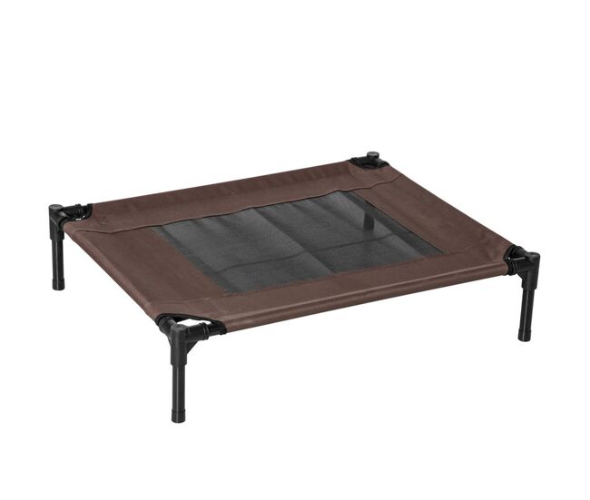 Pawhut cama para animais de estimação cama elevada para cães gatos portátil tecido transpirável para exterior interior 76x61x18cm marrom