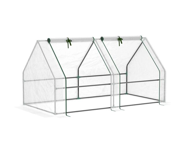 Outsunny estufa de jardim varanda 180x90x90 cm tipo casa tubo de aço com 2 acessos estufa pequena para cultivo de plantas branco