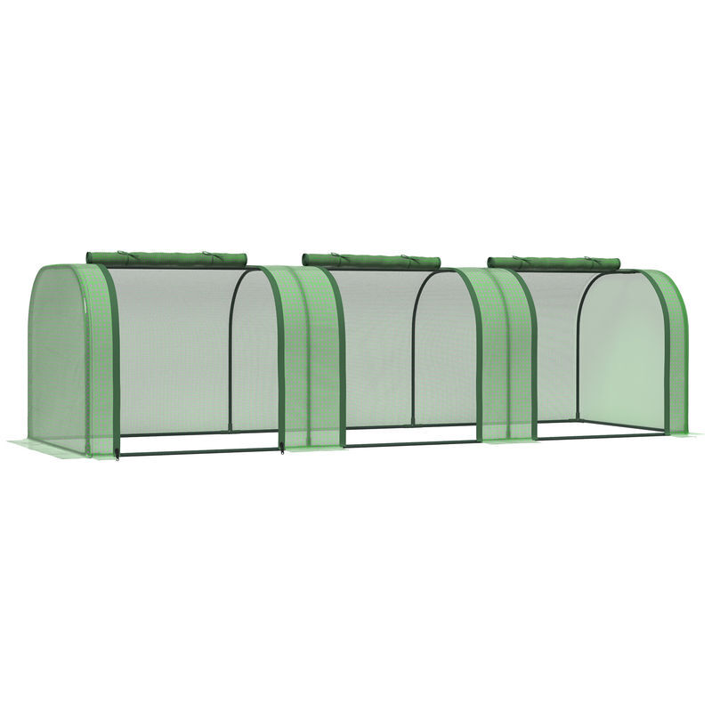 Outsunny estufa 295x100x80 cm para jardim varanda estufa pequena para cultivo de plantas com 3 janelas estrutura de aço e pvc verde