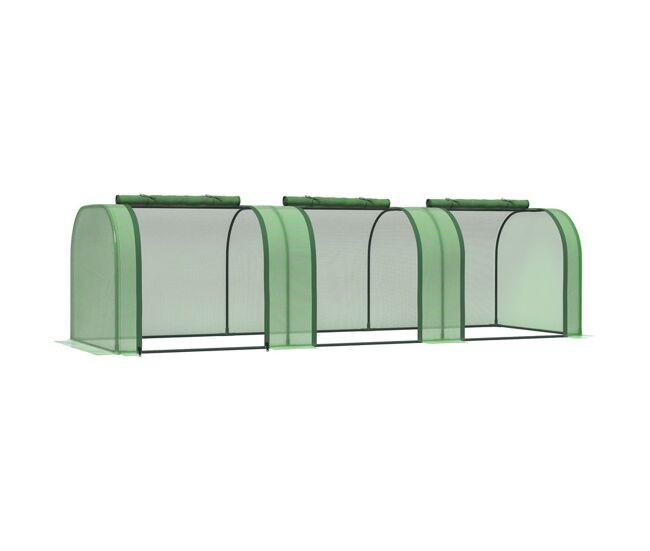 Outsunny estufa 295x100x80 cm para jardim varanda estufa pequena para cultivo de plantas com 3 janelas estrutura de aço e pvc verde