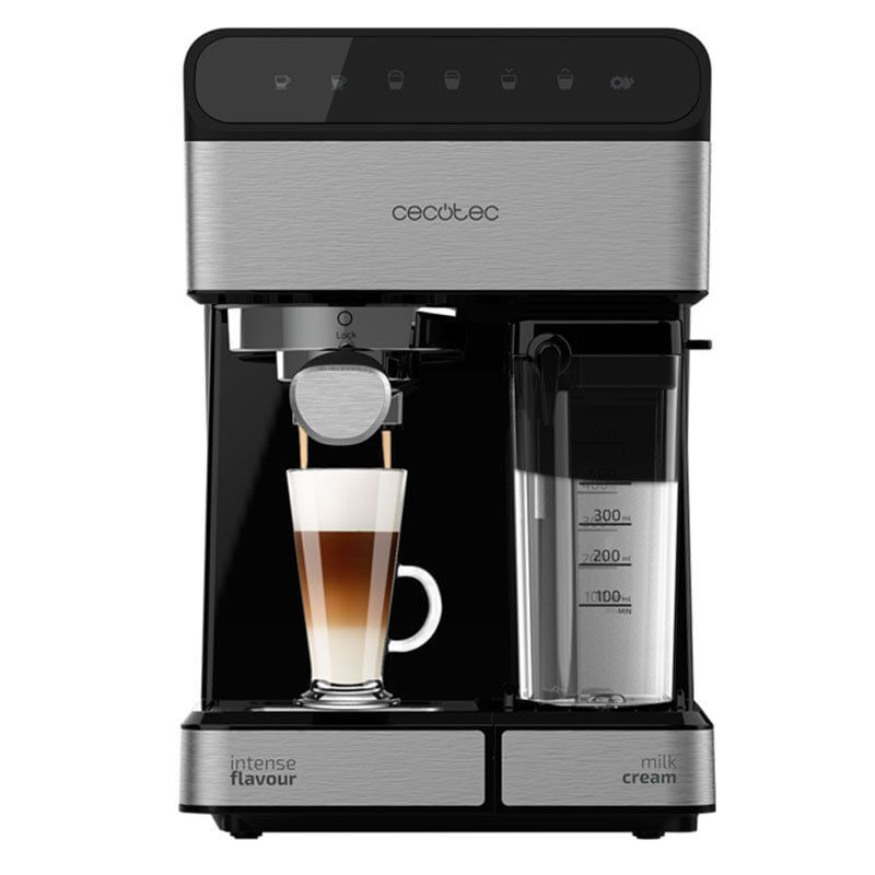 Cecotec máquina de café semi automática com thermoblock, 20 bares e depósito de leite.