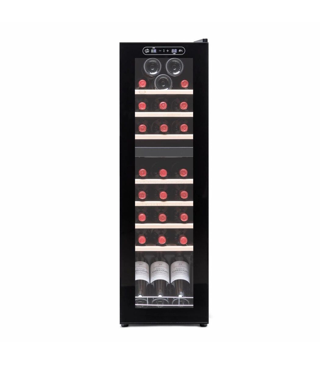 Cave de vinho 28 garrafas vinobox 28 pro2t slim duas zonas de temperatura compressor