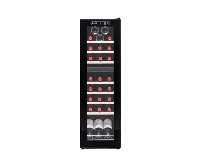 Cave de vinho 28 garrafas vinobox 28 pro2t slim duas zonas de temperatura compressor