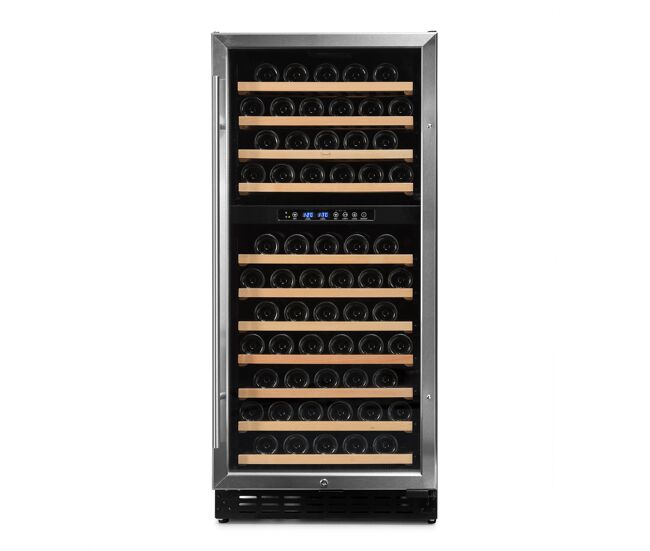 Cave de vinho 111 garrafas vinobox 110 gc 2t inox instalação livre ou encastre duas zonas de temperatura