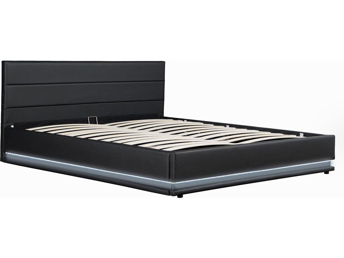 Cama led com baú "anastasia" - 180 x 200 cm - preto