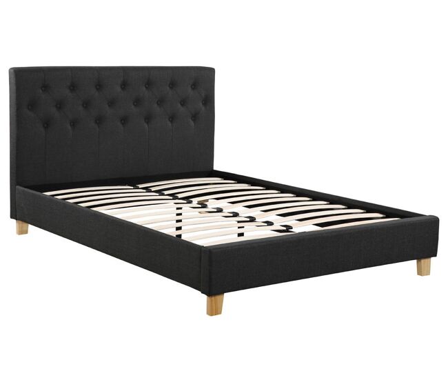 Cama "emmy" - 160 x 200 cm - gris escuro -