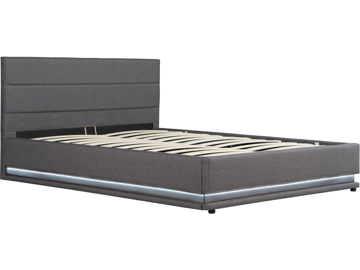 Cama baú led "anastasia" - 180 x 200 - cinza escuro