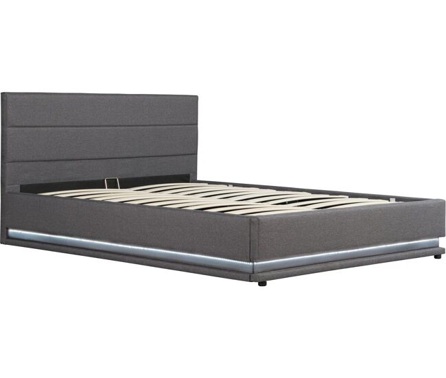 Cama baú led "anastasia" - 160 x 200 - cinza escuro