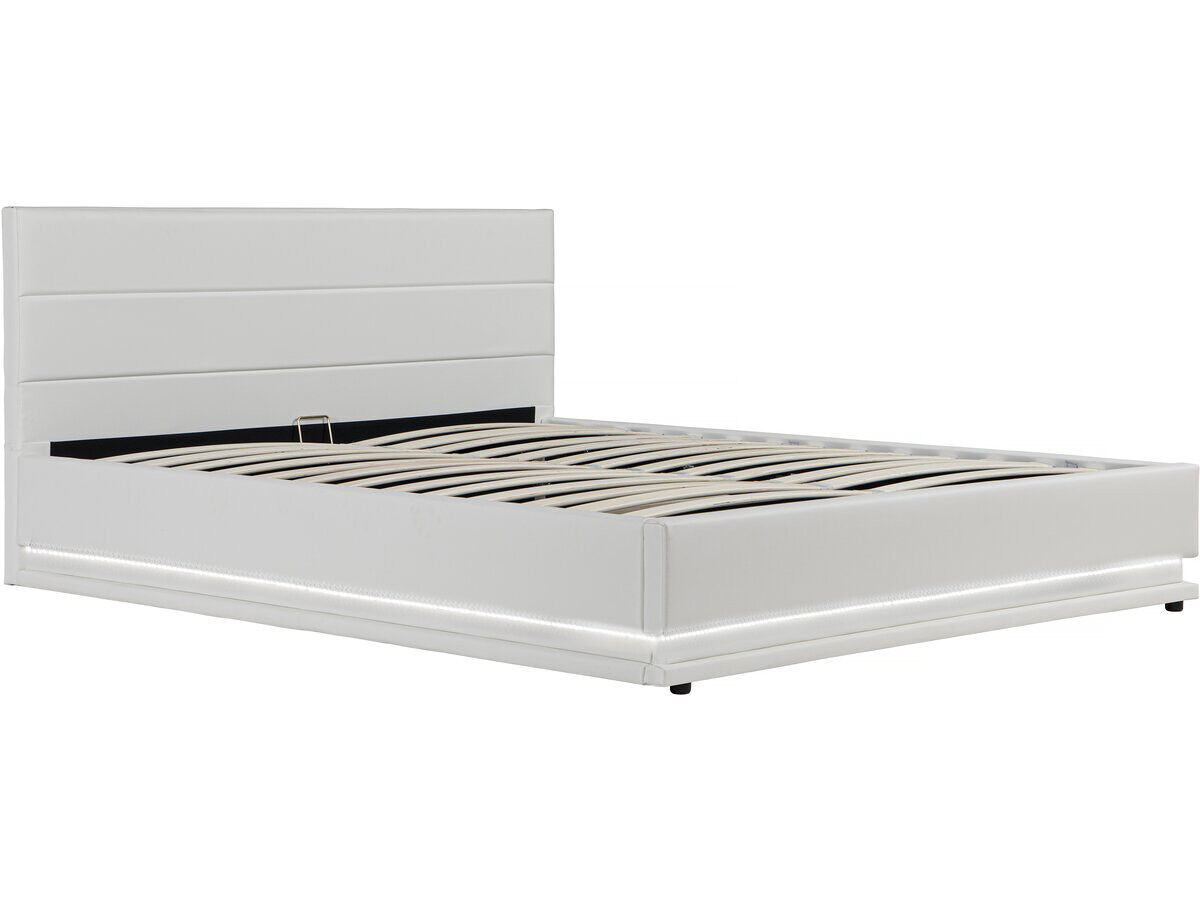 Cama led com baú "anastasia" - 160 x 200 cm - blanc