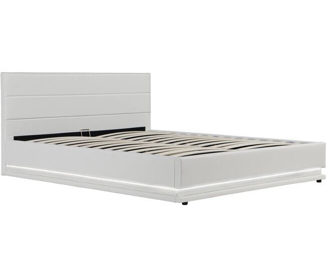 Cama led com baú "anastasia" - 160 x 200 cm - blanc