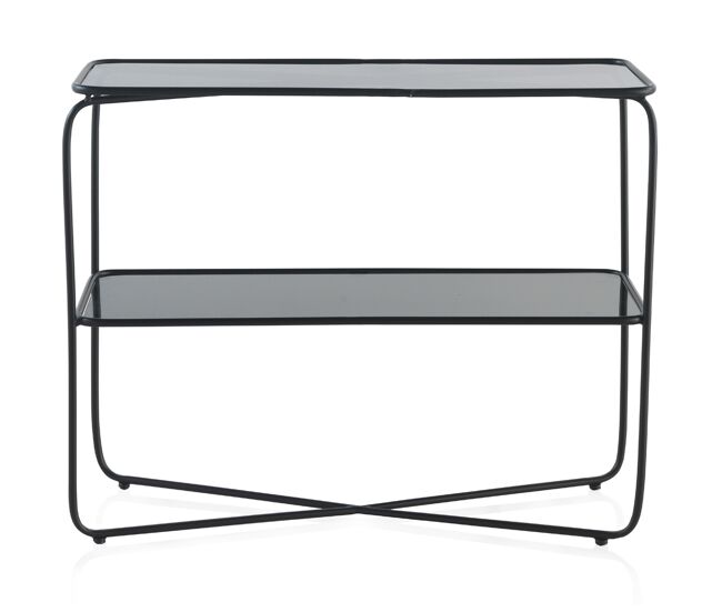 Console de metal com tampo de vidro