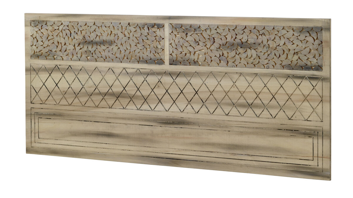 Cabeceira de madeira de choupo natural, 145x60 cm