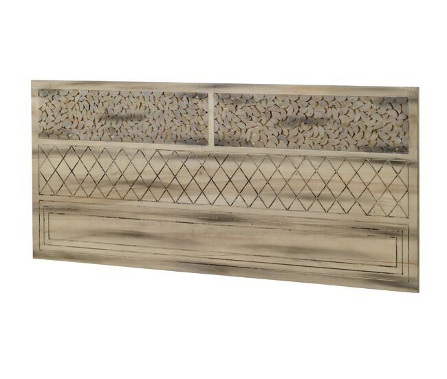 Cabeceira de madeira de choupo natural, 145x60 cm