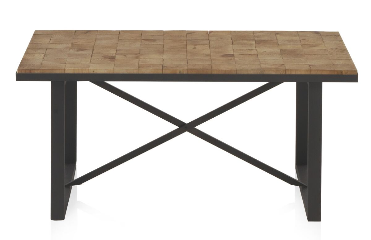 Mesa de café de blocos de madeira