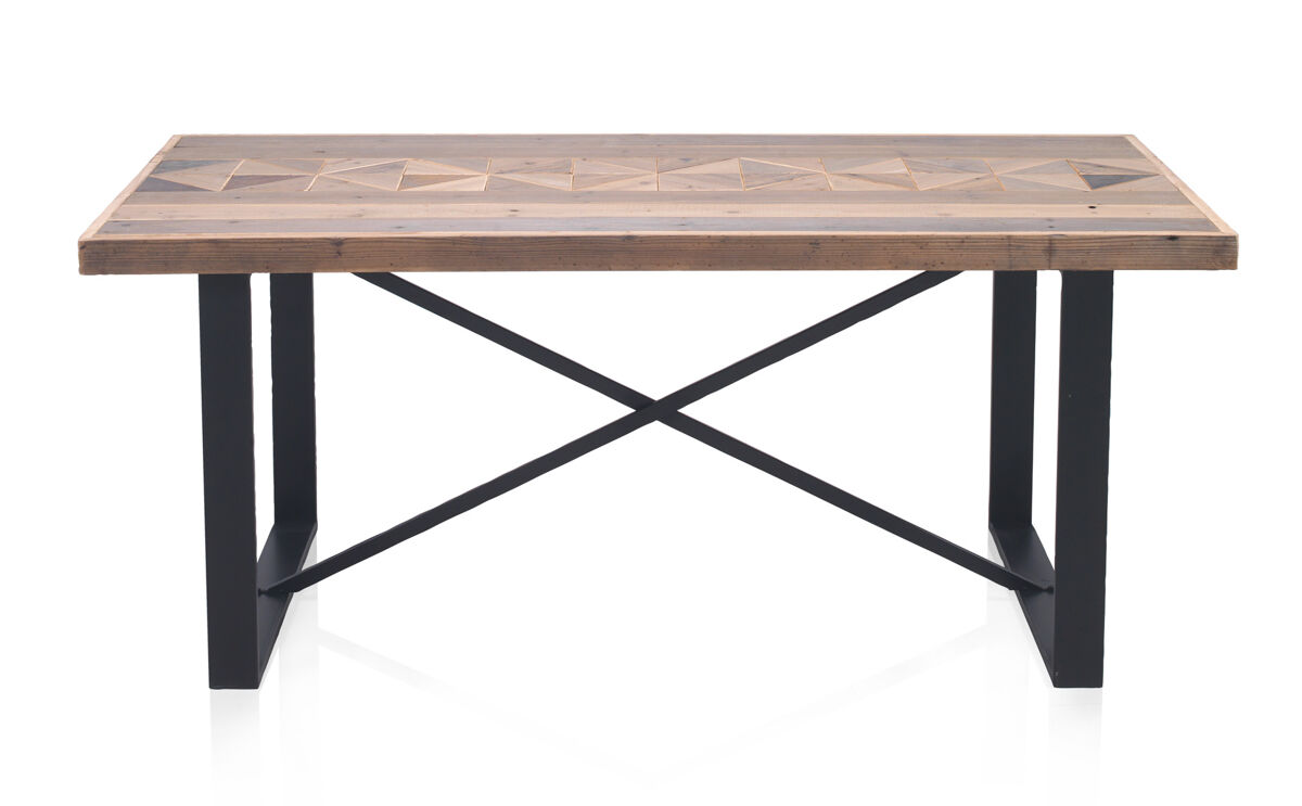 Geese Home Mesa De Comedor De Madera Reciclada 180X90 Con Base De Metal Castanho