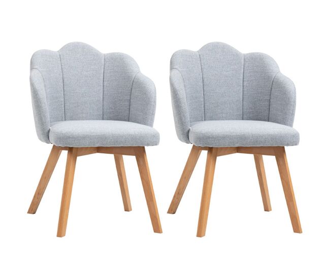 Homcom cadeiras sala de jantar estofada em linho sintético conjunto de 2 cadeiras de cozinha com assento e encosto acolchoados estilo moderno carga máxima 120 kg 58x60x82 cm gris claro