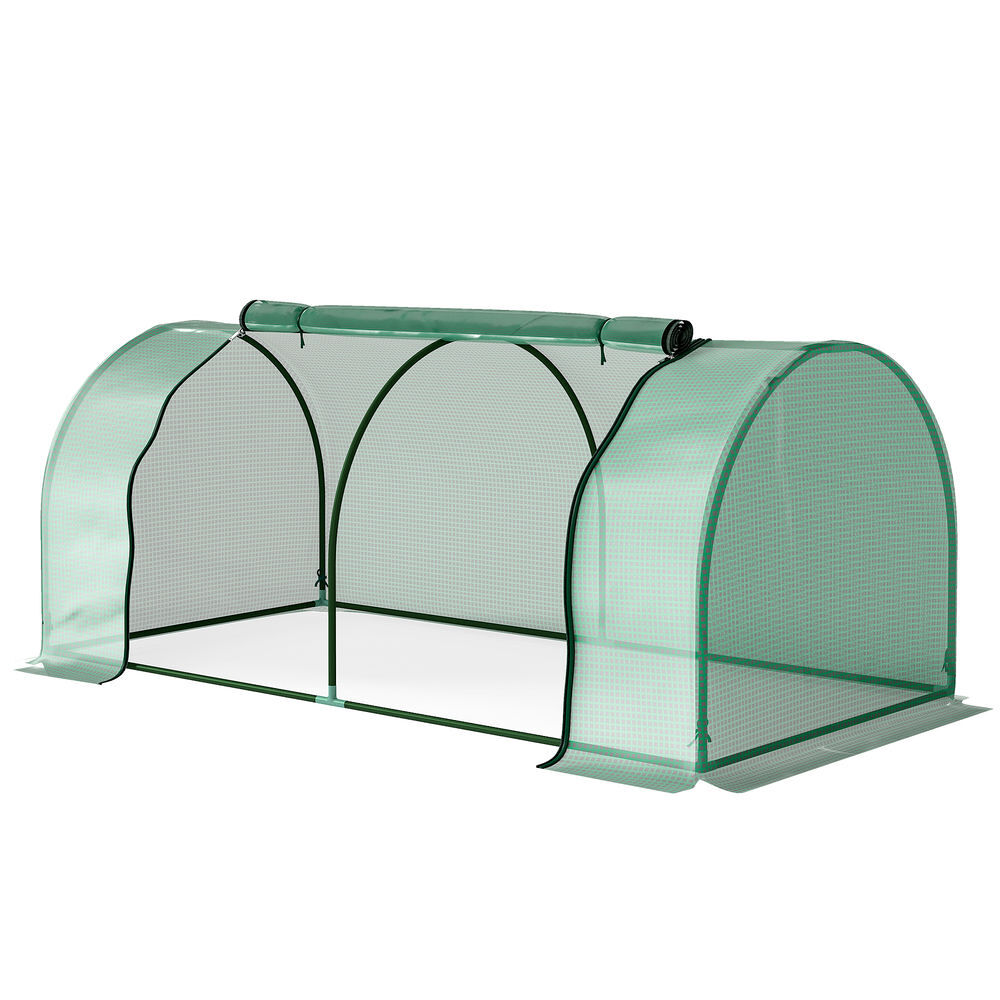 Outsunny estufa de jardim 200x100x80 cm para cultivo de plantas sementes estufa com estrutura de acier e cobertura de plástico verde
