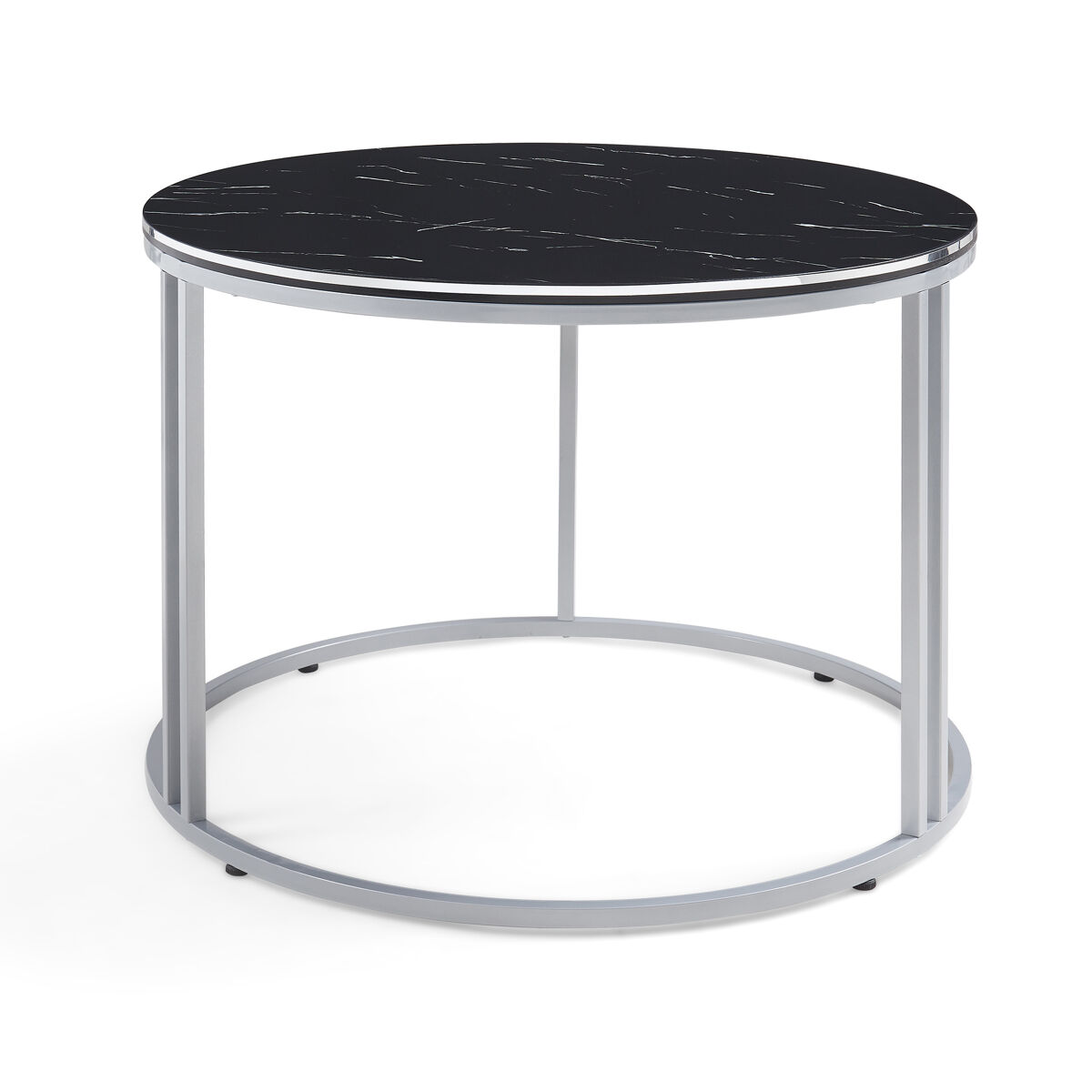 Mesa de centro aulum redonda 50xø70 cm - mármore preto e prateado [en.casa]