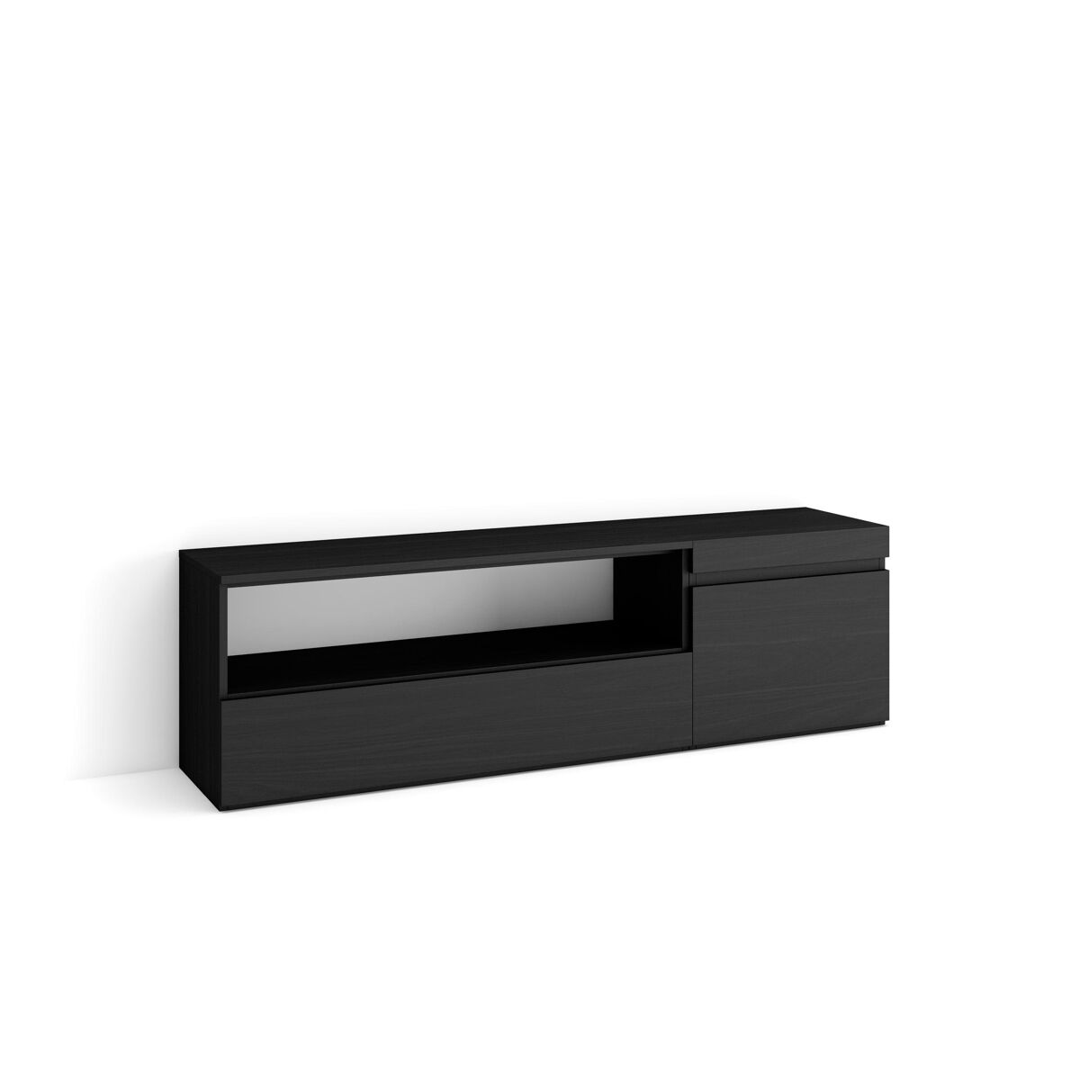 Móvel de tv, muito espaço de arrumação, 150x35x45cm, para televisores até 65", étagère para tv, estilo moderno, noir