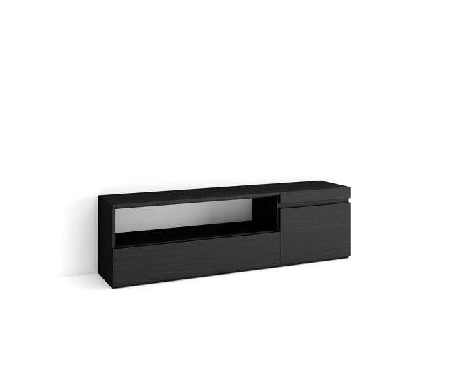 Móvel de tv, muito espaço de arrumação, 150x35x45cm, para televisores até 65", étagère para tv, estilo moderno, noir