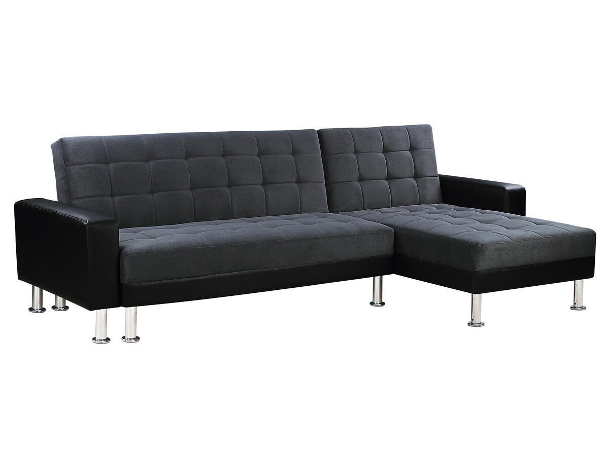 Canapé d'angle convertible et réversible « Theo » - 4 places - Noir / Gris