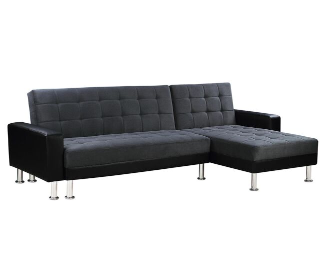 Canapé d'angle convertible et réversible « Theo » - 4 places - Noir / Gris