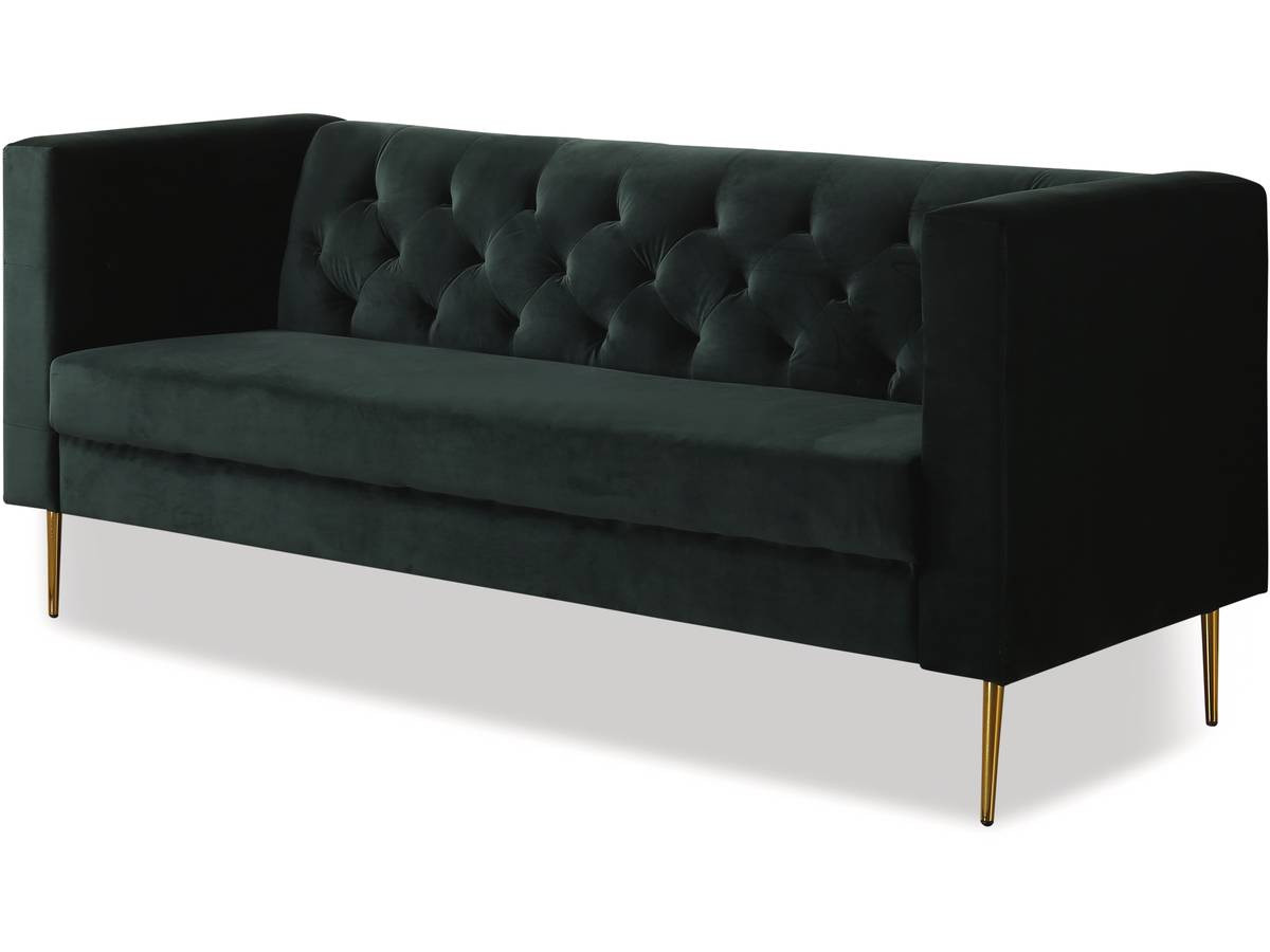 Canapé fixe en velours « bruce » - 196 x 76 x 82 cm - 3 places - vert foncé