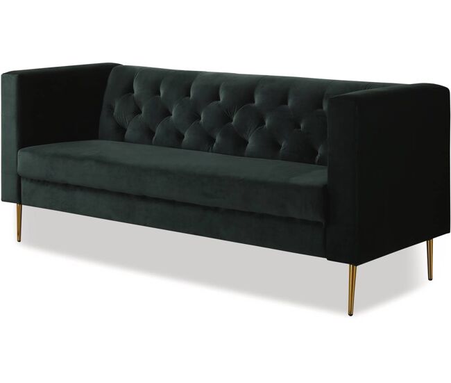 Canapé fixe en velours « bruce » - 196 x 76 x 82 cm - 3 places - vert foncé