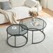 Conjunto de 2 mesas de centro Kokkola Metal/Vidro fumado 60x60 Conjunto de 2 mesas de centro Kokkola Metal/Vidro fumado 60x60 Preto