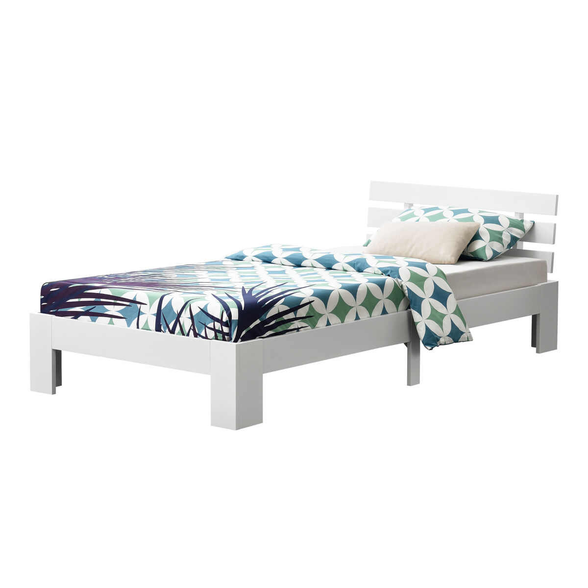 Cama individual nivala com base de beliche capacidade de carga 150 kg pinho 120 x 200 cm- branco mate [en.casa]