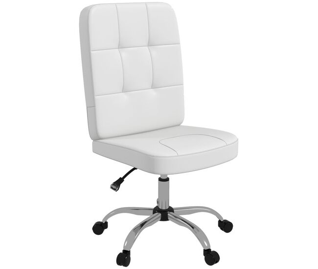 Vinsetto cadeira de escritório sem apoio para os braços cadeira de escritório giratória de couro sintético com altura ajustável estilo moderno carga máxima 120 kg 45x59x90-100 cm blanc