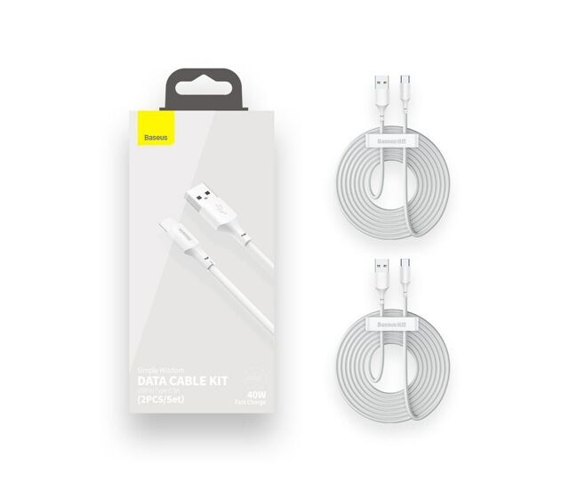 Cabo usb a para usb c baseus tzcatzj-02 blanc 1,5 m (2 unidades)