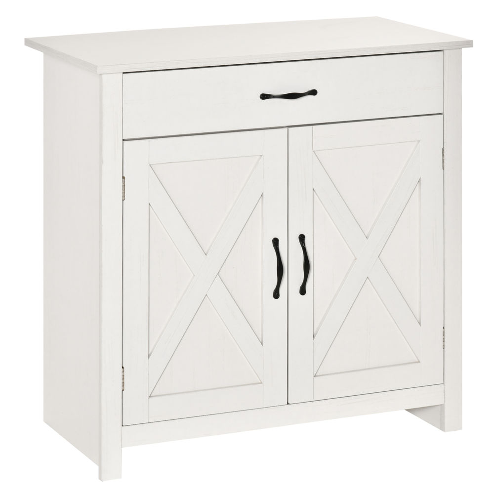 Homcom aparador de cozinha com 1 gaveta e prateleira interior ajustável móvel auxiliar decorativo para sala de jantar sala de estar 80x39,7x80 cm branco