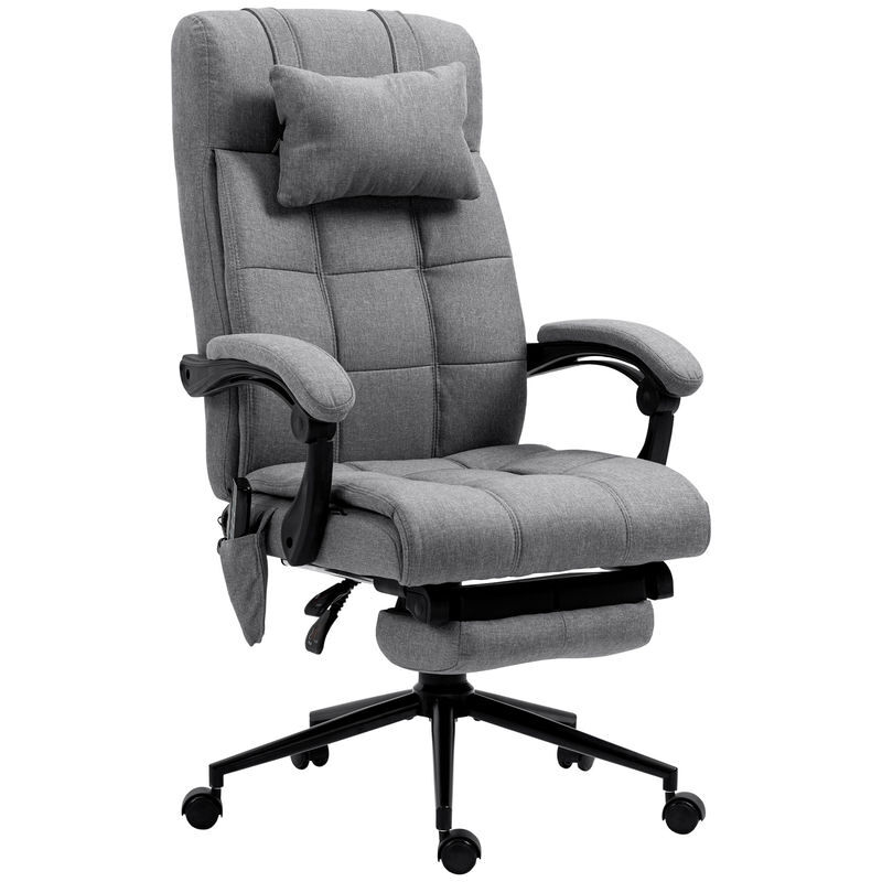 Vinsetto cadeira de escritório com 6 pontos de massagem e 5 modos cadeira de escritório reclinável 155° com função de aquecimento altura ajustável e apoio para os pés para estúdio 66x76x112-120 cm gris