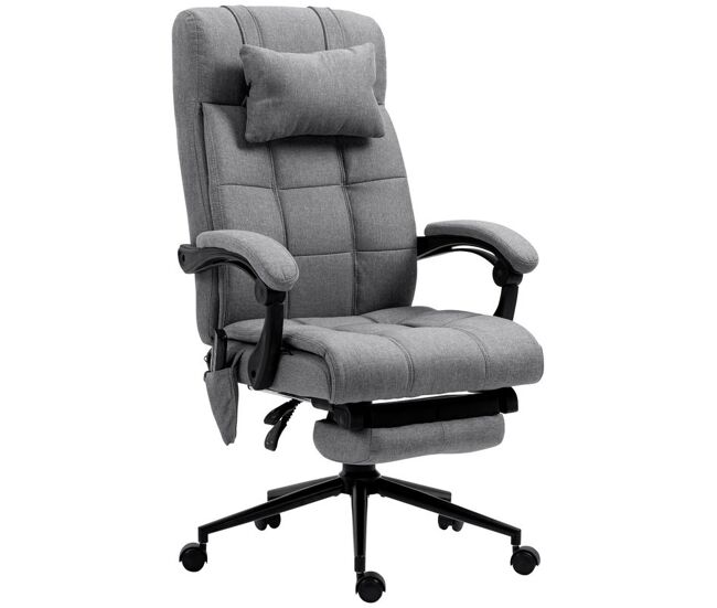 Vinsetto cadeira de escritório com 6 pontos de massagem e 5 modos cadeira de escritório reclinável 155° com função de aquecimento altura ajustável e apoio para os pés para estúdio 66x76x112-120 cm gris