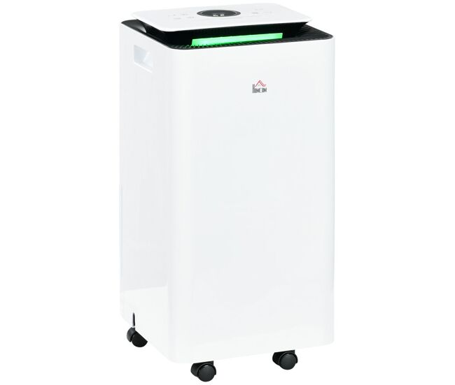 Homcom desumidificador elétrico 10l/dia depósito de água 2,5l desumidificador de ar silencioso com 5 modos 2 velocidades ecrã led e temporizador