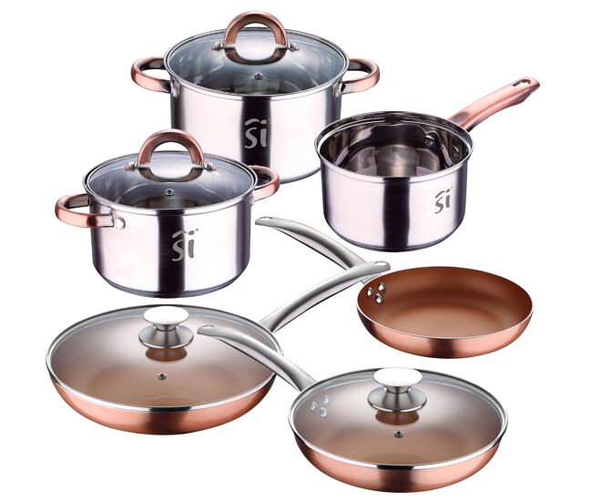 Jogo de bateria de 5pc "onil" em acier inox + 5 panelas em conjunto de alumínio pressionado