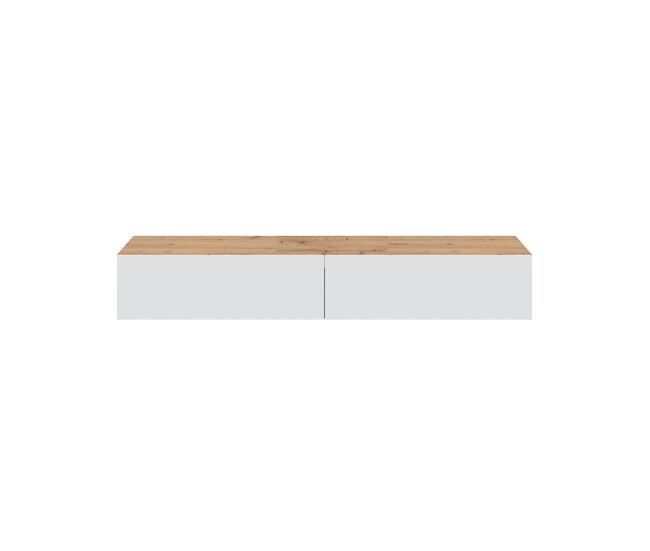 Móvel de tv de parede kaway para sala de estar e sala de jantar, 2 portas dobráveis, carvalho nodi e blanc artik, 35x180x28 cm