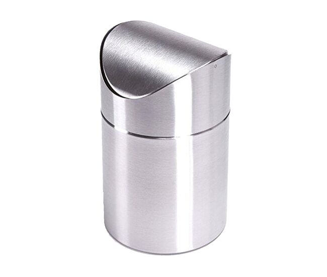 Msv garbage can com uma capacidade de 1,5 litros de acier inox com tampa de 12 x 17 cm.