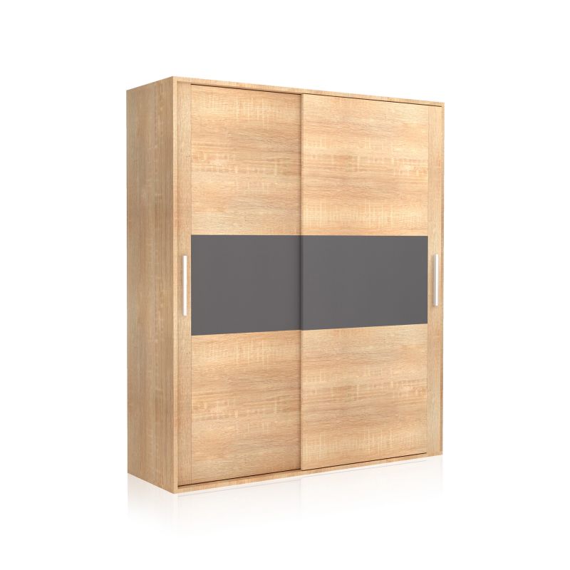 Roupeiro 2 portas de correr uniq 180 cambria - grafite 180 x 207,6 x 55 cm